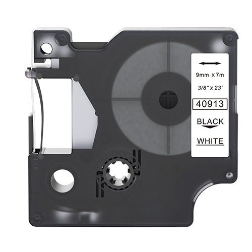 Cinta d'etiquetes compatible amb Dymo 40913, negre sobre blanc, 9mm x 7m