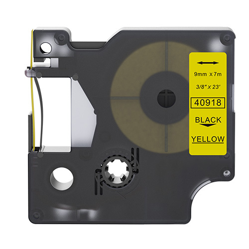 Cinta d'etiquetes compatible amb Dymo 40918, negre sobre groc, 9mm x 7m