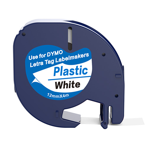 Cinta d'etiquetes compatible amb Dymo 91201, negre sobre blanc, 12mm x 4m