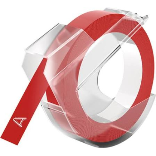 Cinta d'etiquetes compatible amb Dymo S0898150, blanc sobre vermell, 9mm x 3m