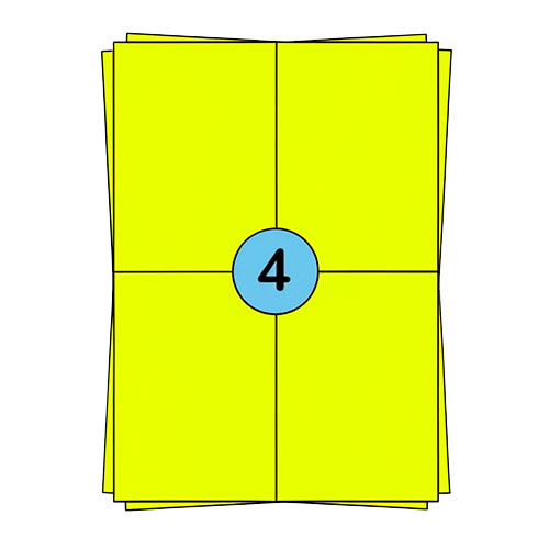 A4 etiquetes en full 104 x 148 mm, grogues fluorescents, 400 etiquetes