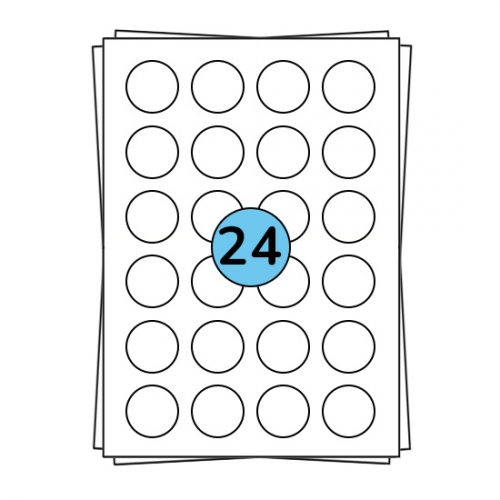 A4 etiquetes en full Ø 40 mm, 2 400 etiquetes
