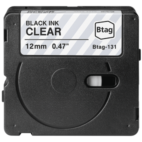 Cinta d'etiquetes compatible amb Brother Btag-131 negre sobre transparent 12mm