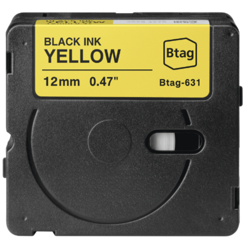Cinta d'etiquetes compatible amb Brother Btag-631 negre sobre groc 12mm