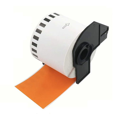 Etiquetes taronja compatibles amb Brother DK-22205, 62mm x 30,48m