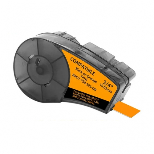 Cinta d'etiquetes compatible amb Brady M21-750-595-OR, negre sobre taronja, 19,1mm x 6,4m