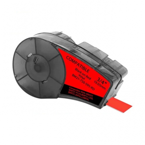 Cinta d'etiquetes compatible amb Brady M21-750-595-RD, negre sobre vermell, 19,1mm x 6,4m