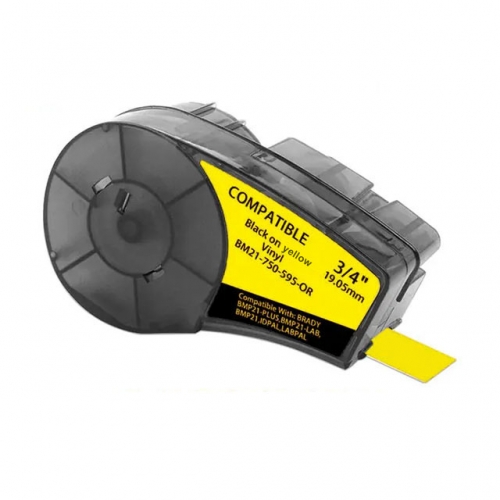 Cinta d'etiquetes compatible amb Brady M21-750-595-YL, negre sobre groc, 19,1mm x 6,4m
