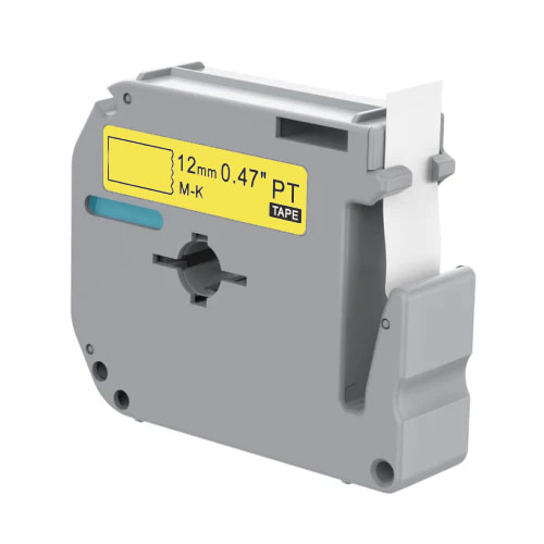 Cinta d'etiquetes compatible amb Brother M-K631, negre sobre groc, 12mm x 8m