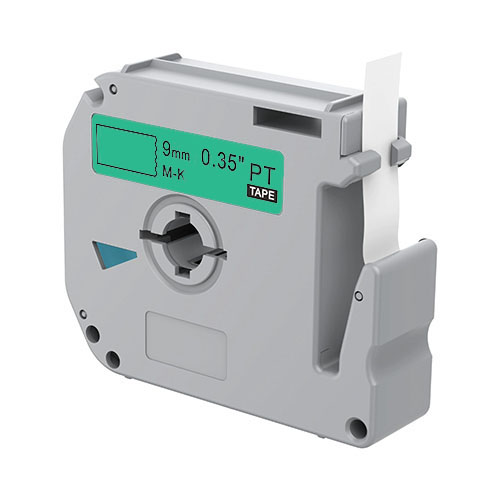 Cinta d'etiquetes compatible amb Brother M-K721, negre sobre verd, 9mm x 8m
