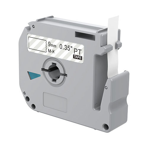 Cinta d'etiquetes compatible amb Brother M-K121, negre sobre transparent, 9mm x 8m